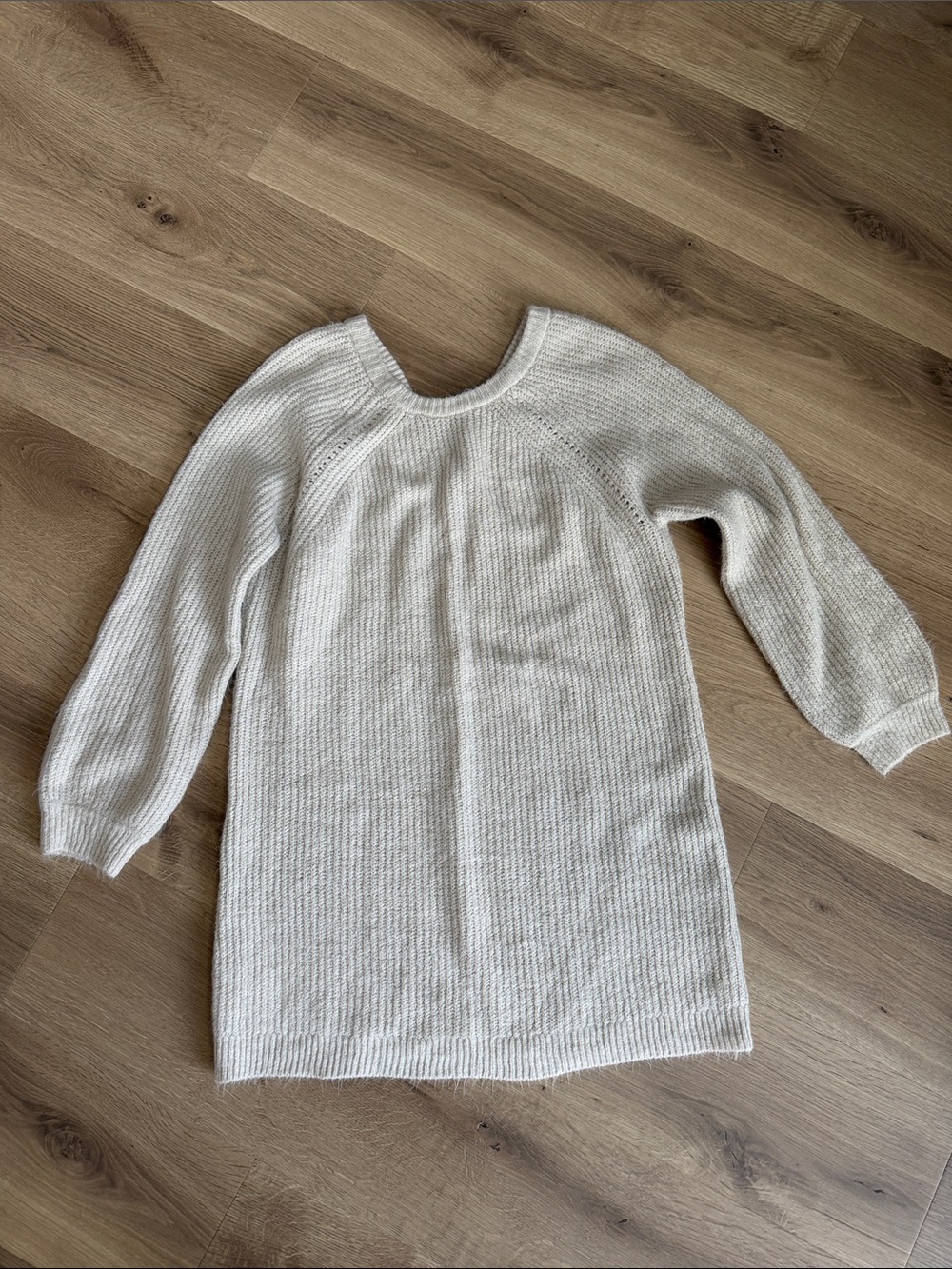 Blue Rain Cream Ribbed Knit Scoop-Neck Sweater